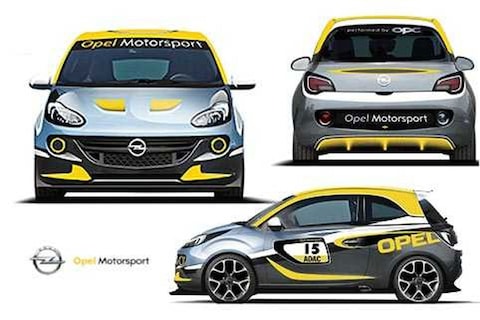Gepeperde Opel Adam voor de racerij