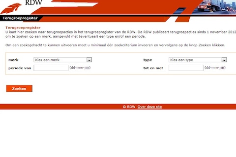 Alle terugroepacties voortaan online