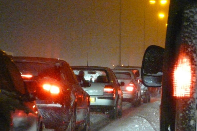 Sneeuw: recordfile op 15 januari 2013 (foto: Joost