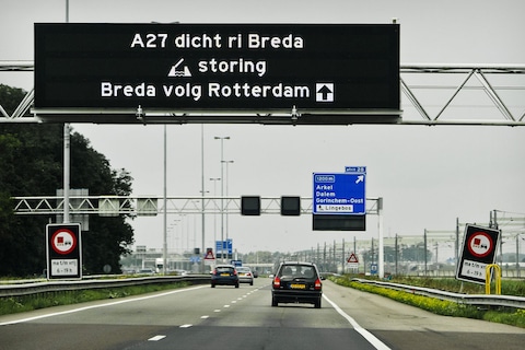 Reisinformatie boven snelweg werkt weer 