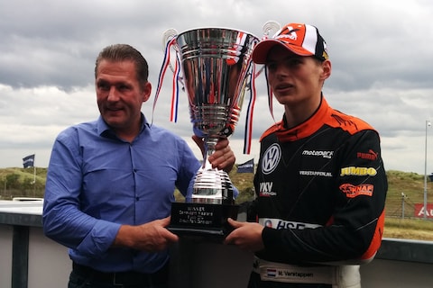 Jos en Max Verstappen in AutoWeek College