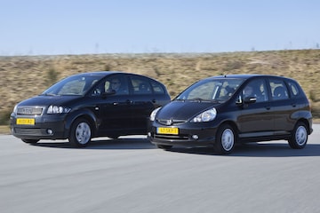 occasion dubbeltest Audi A2 vs. Honda Jazz