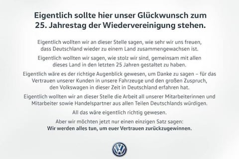 Volkswagen zegt sorry 
