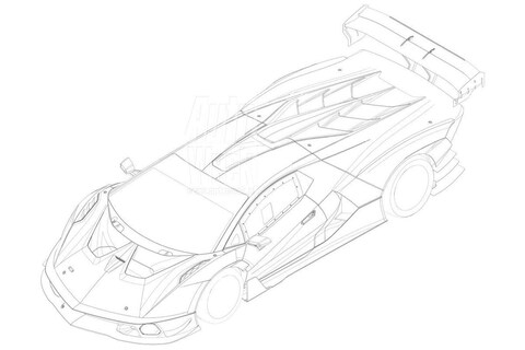 Lamborghini SCV12 op patentplaten te zien