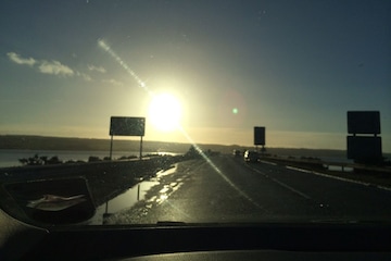 Lage zon op Cromarty Bridge - Fotografie Lirazelf cc 4.0