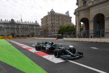 Sebastian Vettel op het Baku City Circuit, 6-6-21 Foto ANP