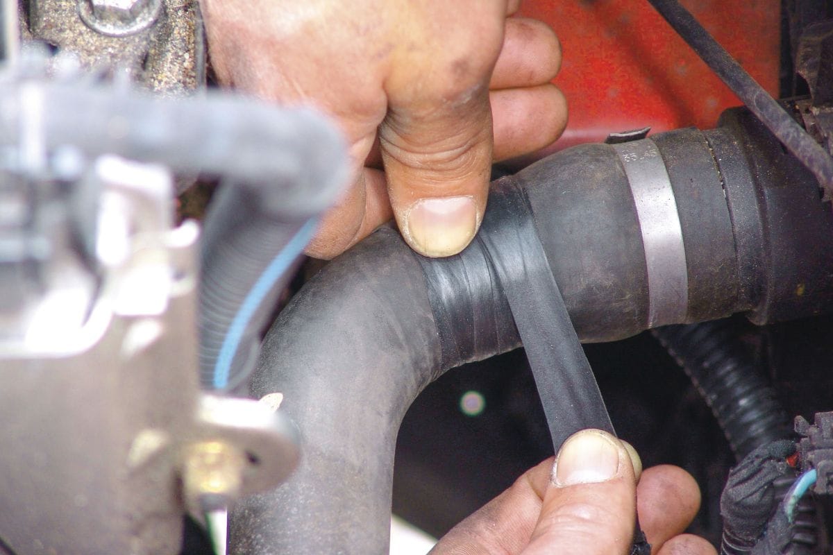 Oververhitte motor - afdichttape rubber slang koelvloeistof