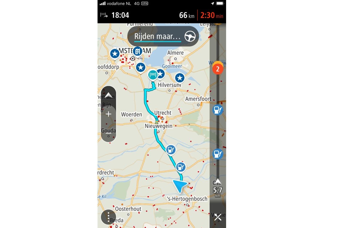 TomTom Go benzinestations geen snelladers