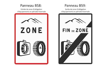 Verkeersbord Frankrijk winterbanden
