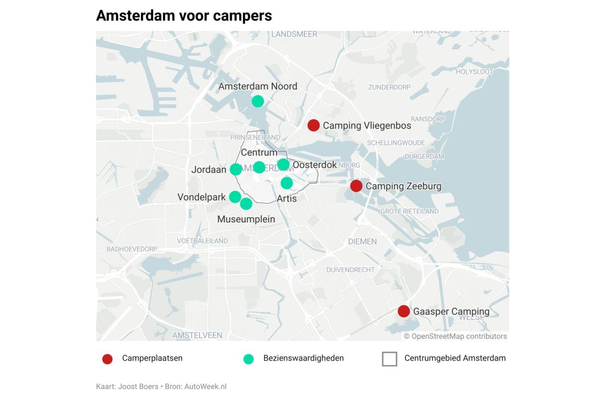 Amsterdam voor campers - kaartje