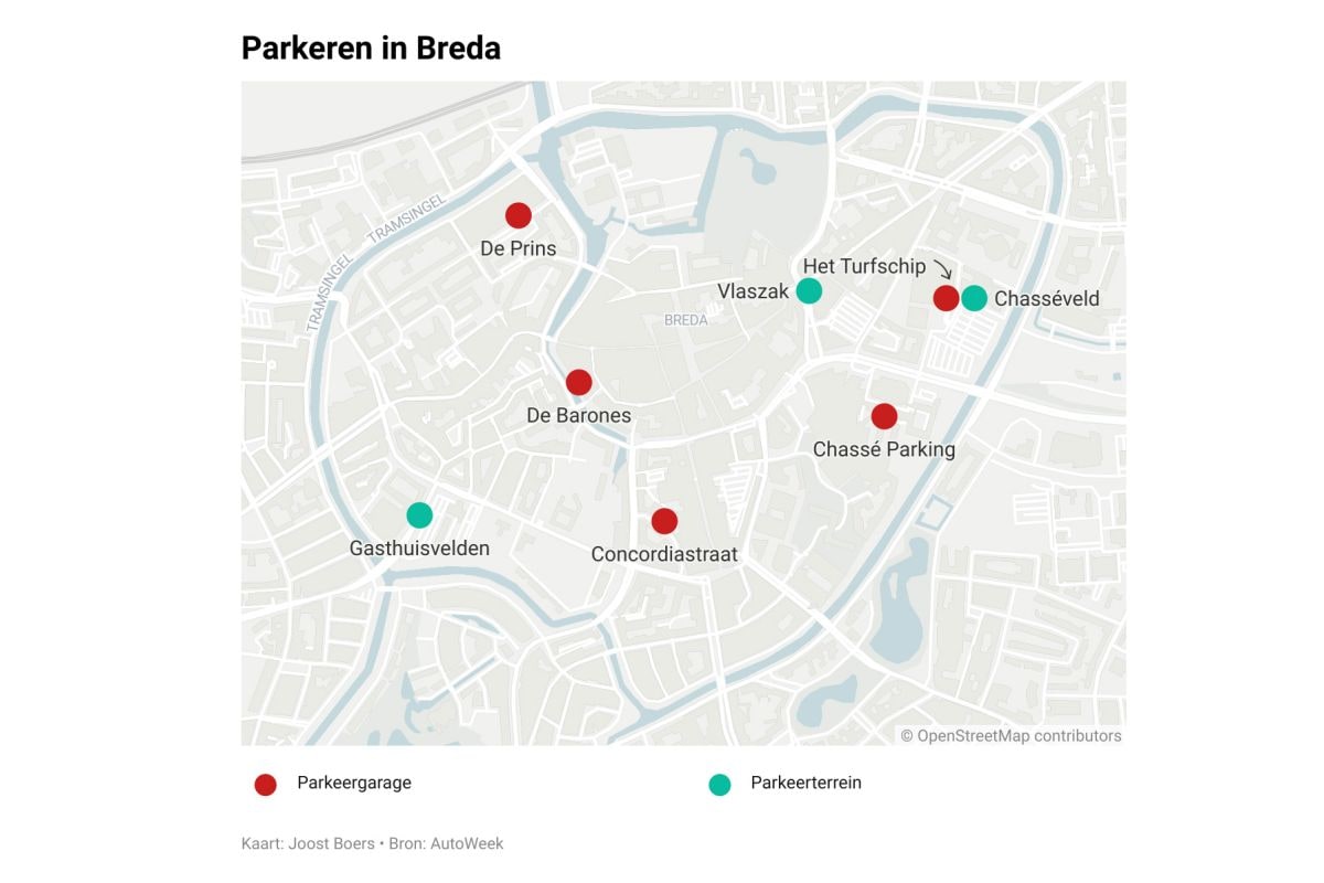 Parkeren in Breda plattegrond