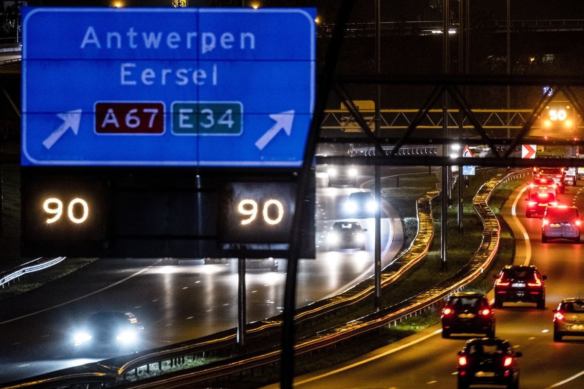 E34 A67 afrit knooppunt nacht ANP