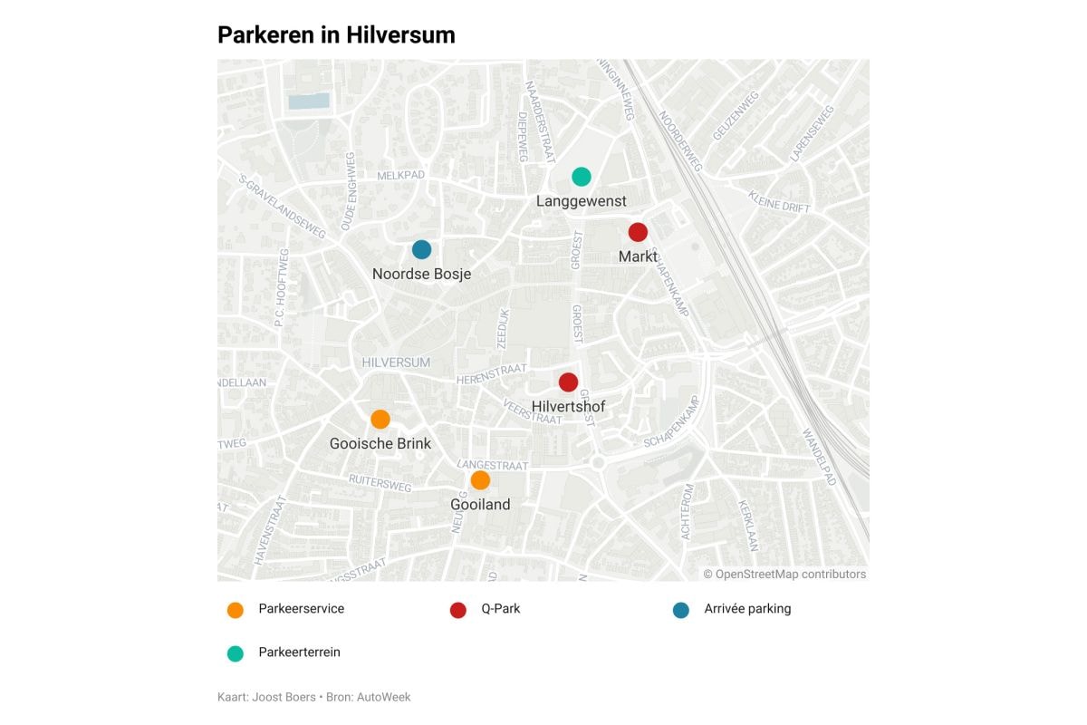 Parkeren Hilversum kaartje