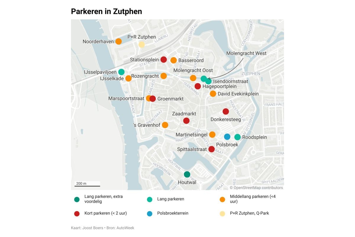 Parkeren in Zutphen plattegrond