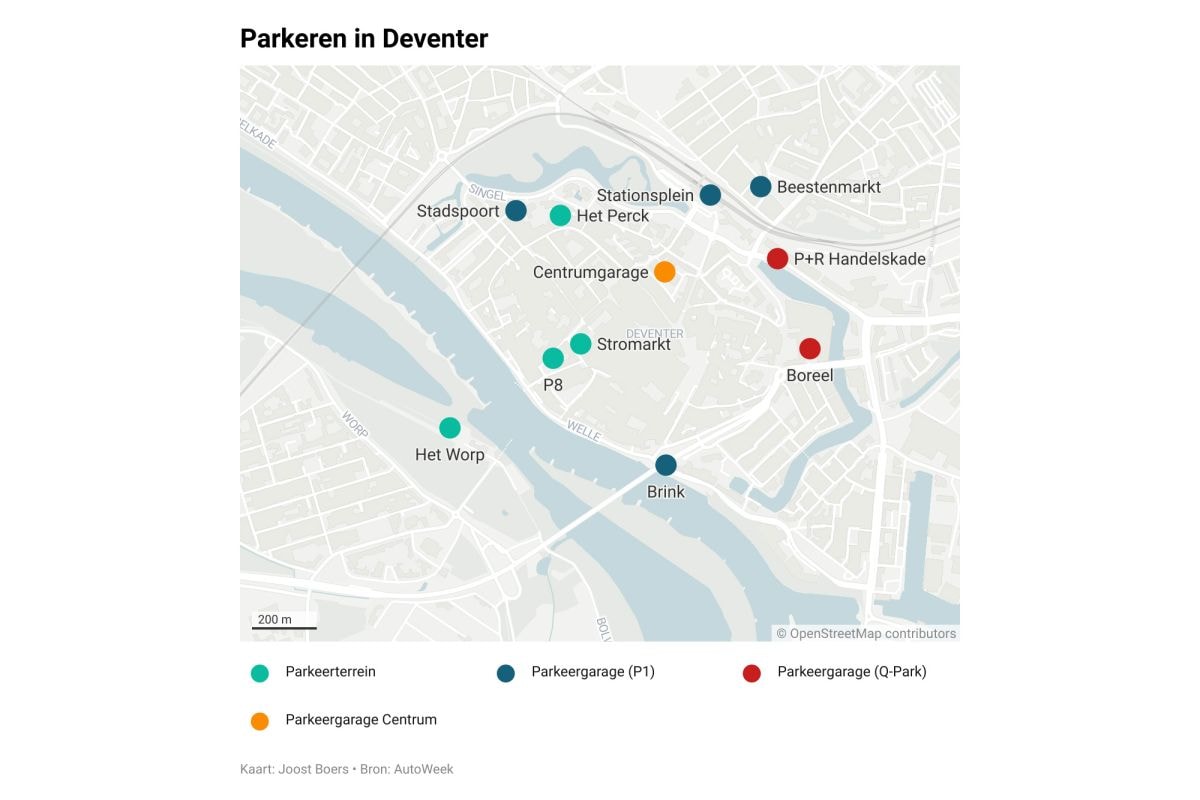 Parkeren in Deventer - kaartje