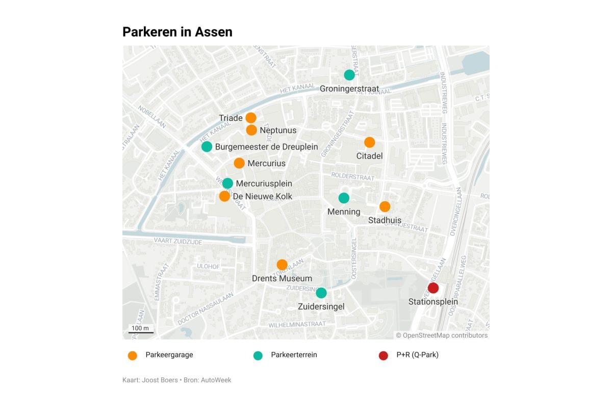 Parkeren in Assen - kaartje