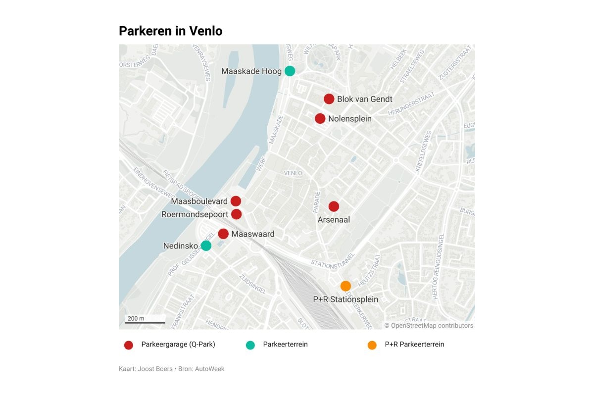 Parkeren in Venlo kaartje