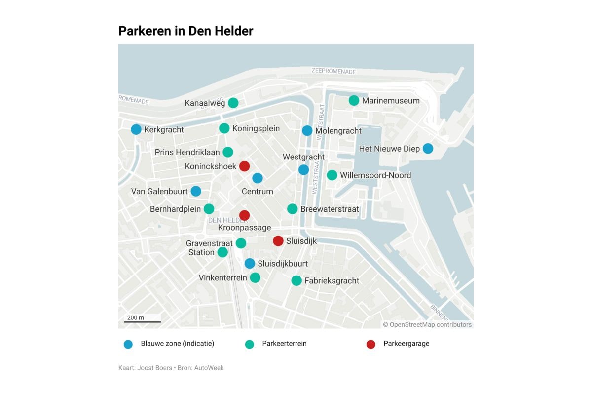 Parkeren in Den Helder kaartje