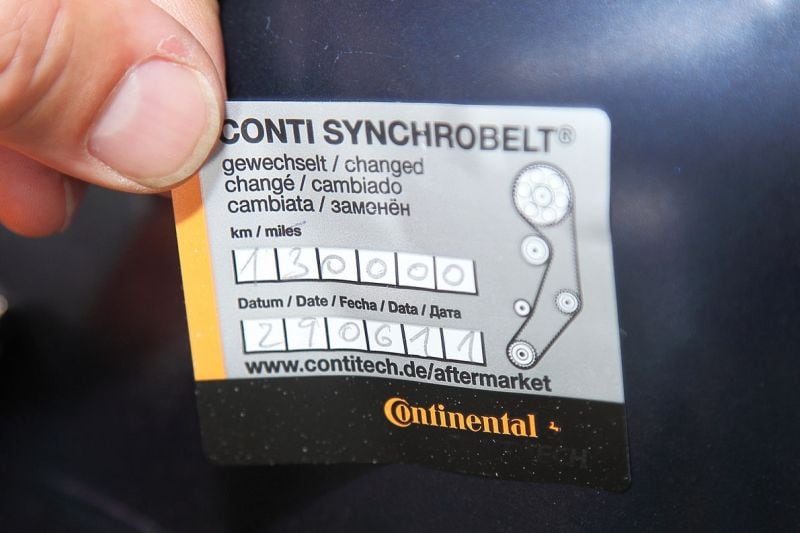 Distributieriem Sticker indicatie vervangen riem