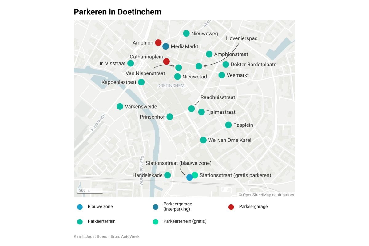 Parkeren in Doetinchem kaartje 23-8-2023