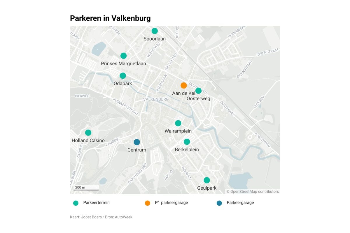Parkeren in Valkenburg kaartje
