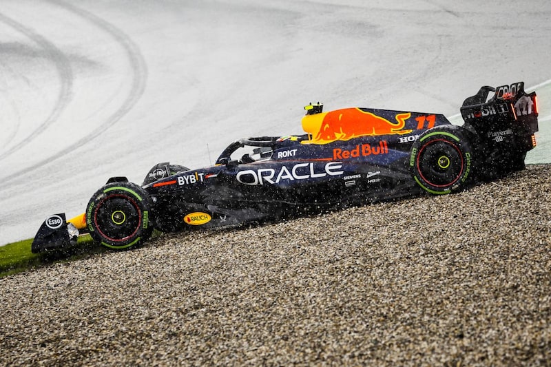Sergio Perez in de grindbak in Zandvoort (ANP)