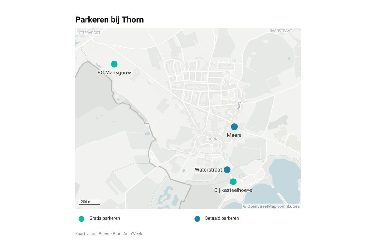 Parkeren in Thorn kaartje