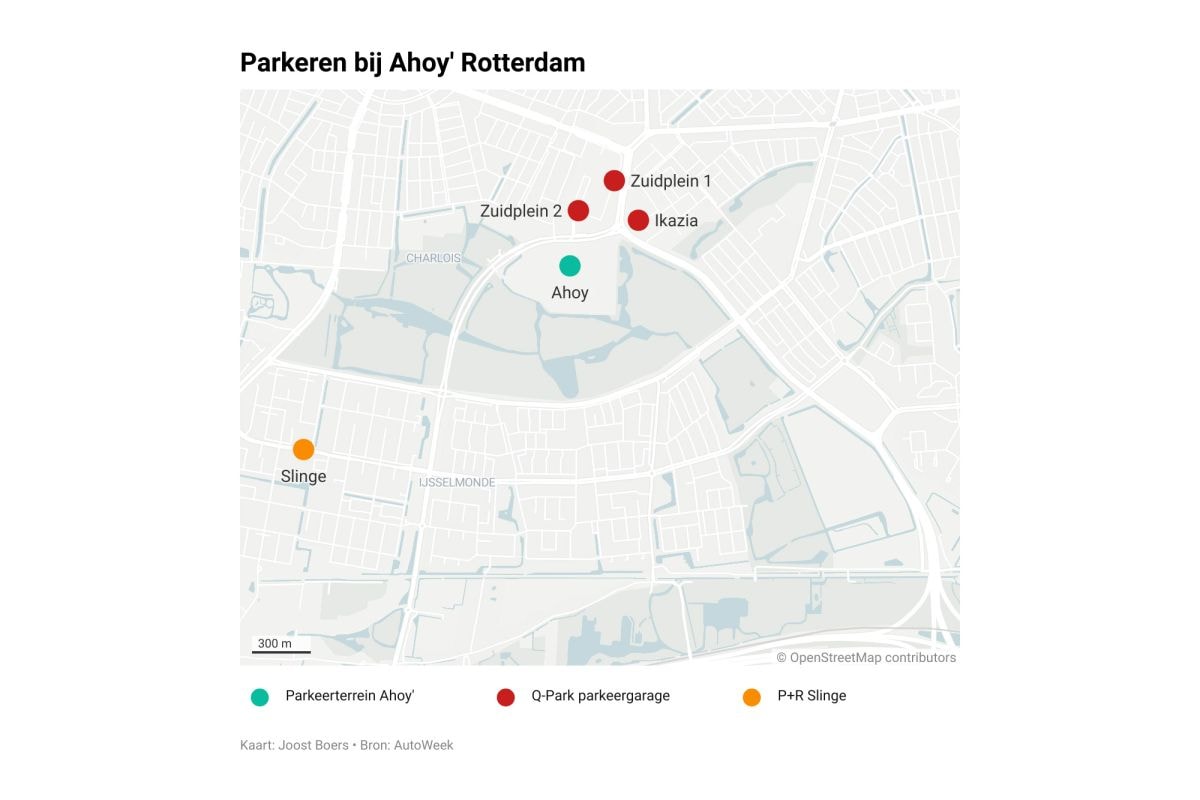 Parkeren bij Ahoy Rotterdam kaartje