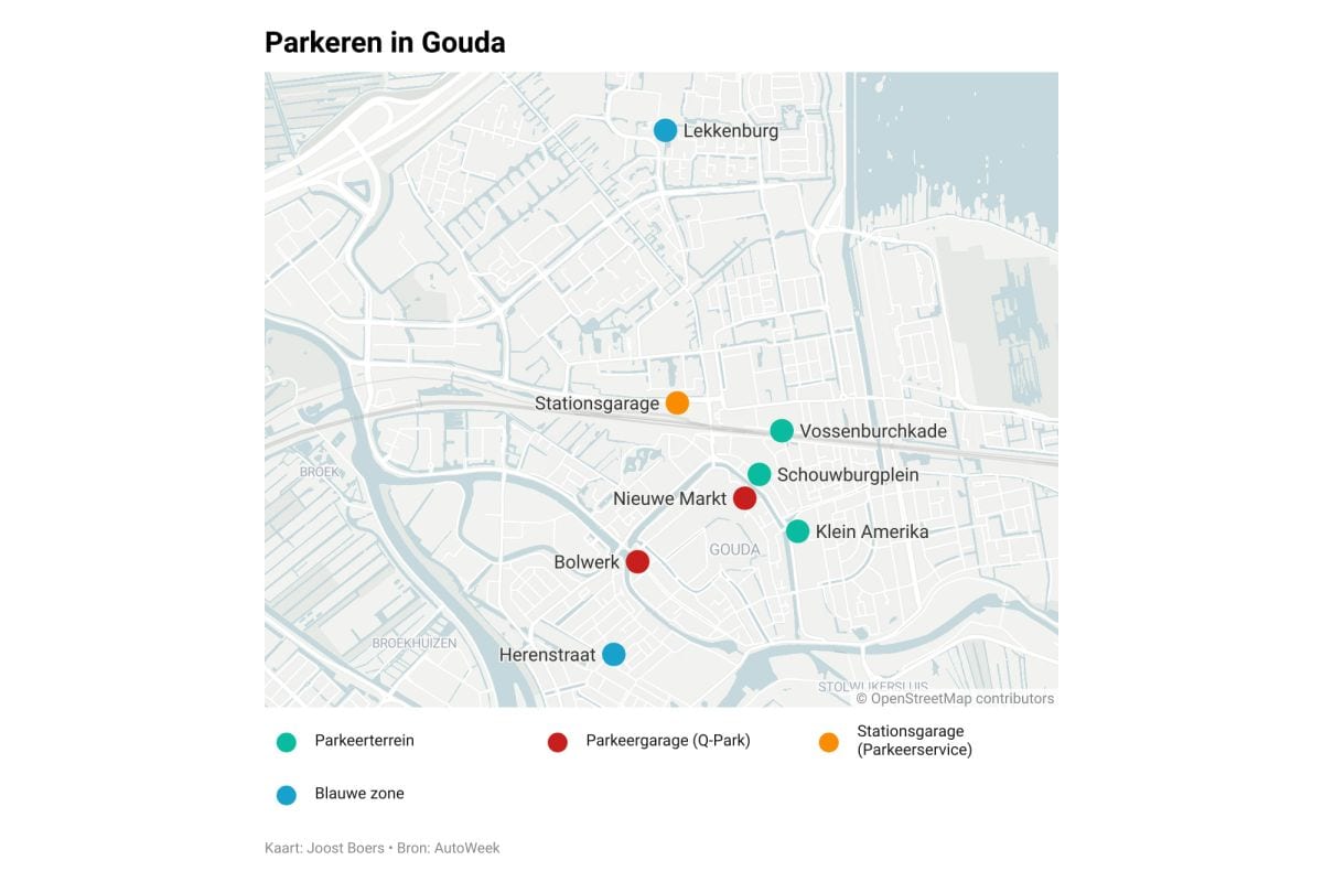 Parkeren in Gouda kaartje