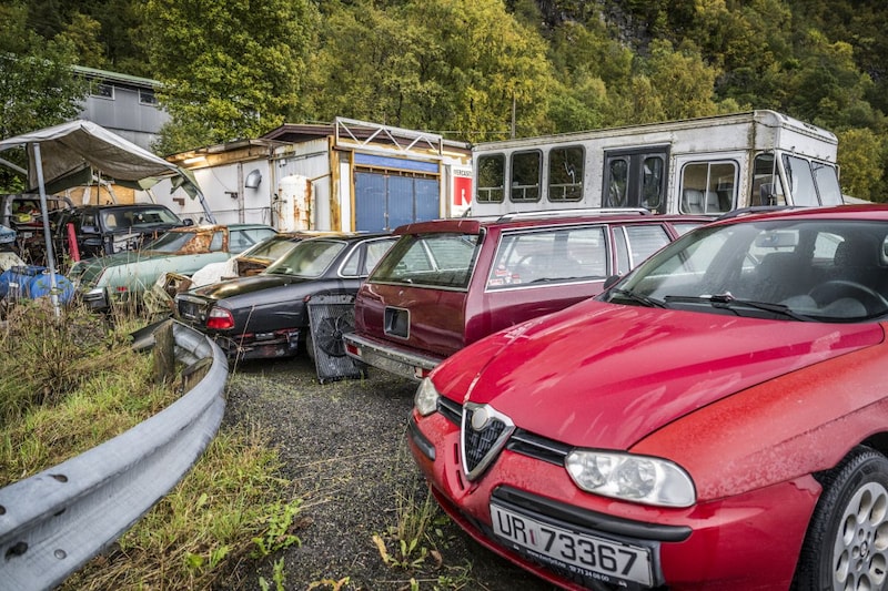 auto's op een sloop in Noorwegen