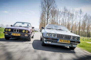 BMW 325i Cabriolet en Maserati 222 Spyder klassieke cabrio