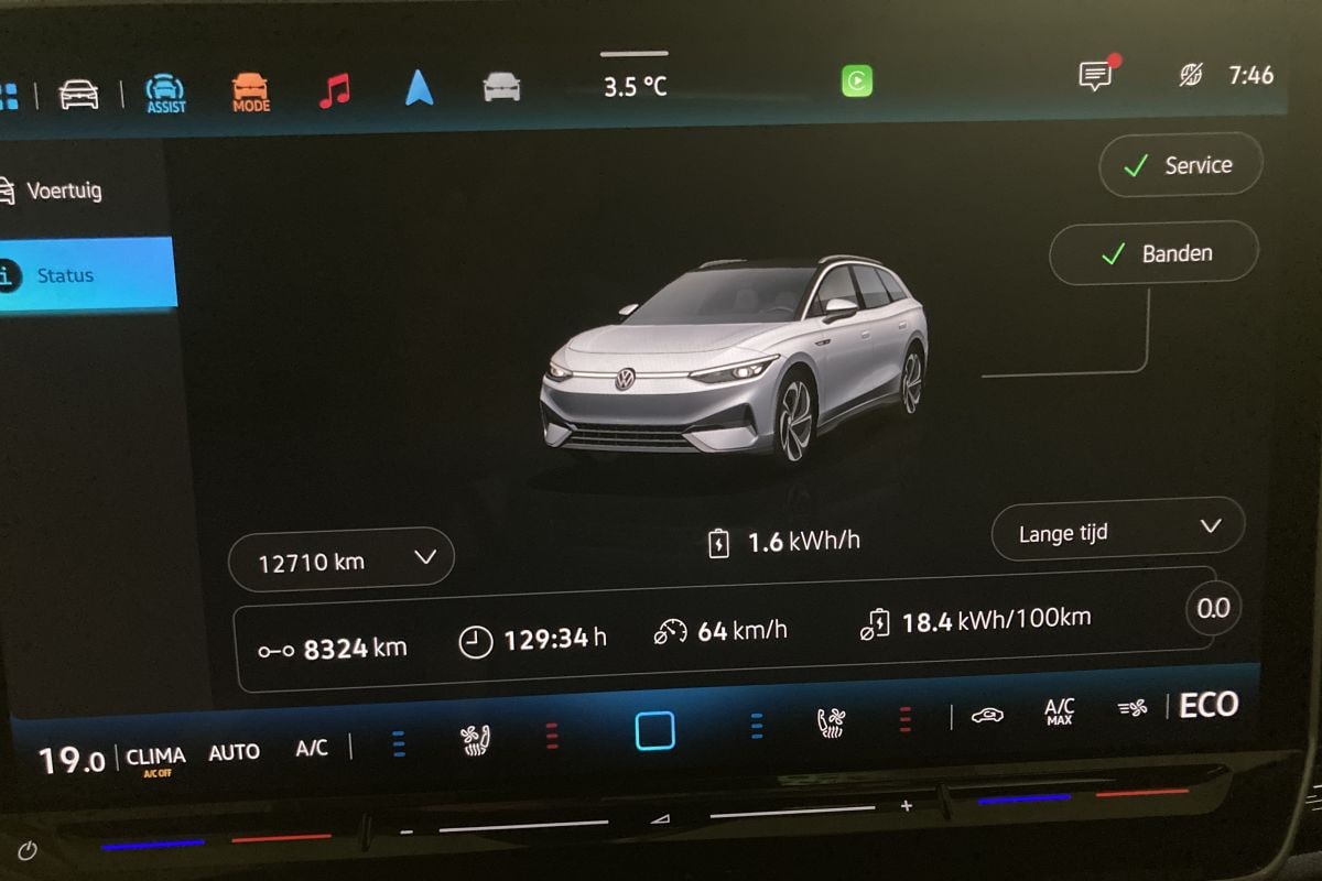 Verbruik Volkswagen ID7 boordcomputer