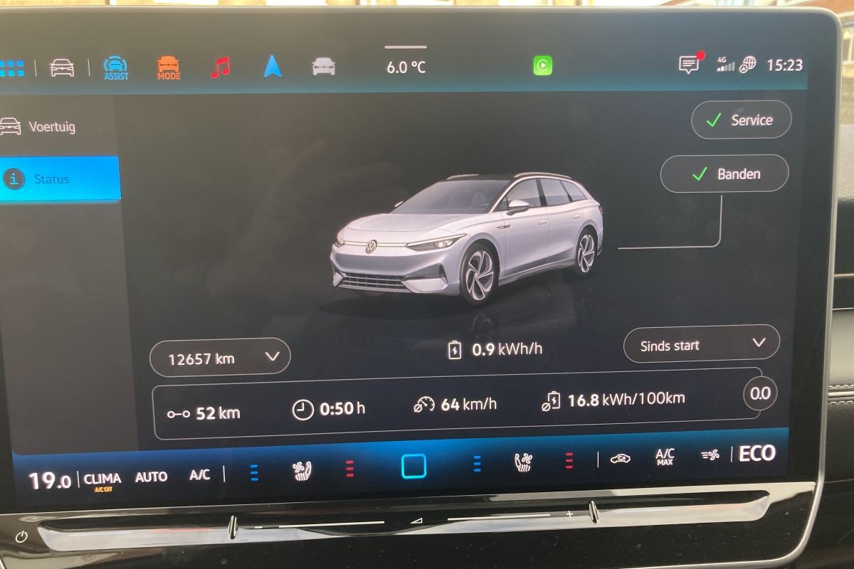 Verbruik Volkswagen ID7 boordcomputer