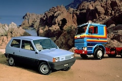 Fiat Panda en Scania 142, allebei in 1980 en Giugiaro 