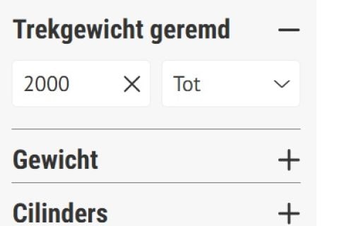 Afbeelding trekgewicht in occasionvergelijker