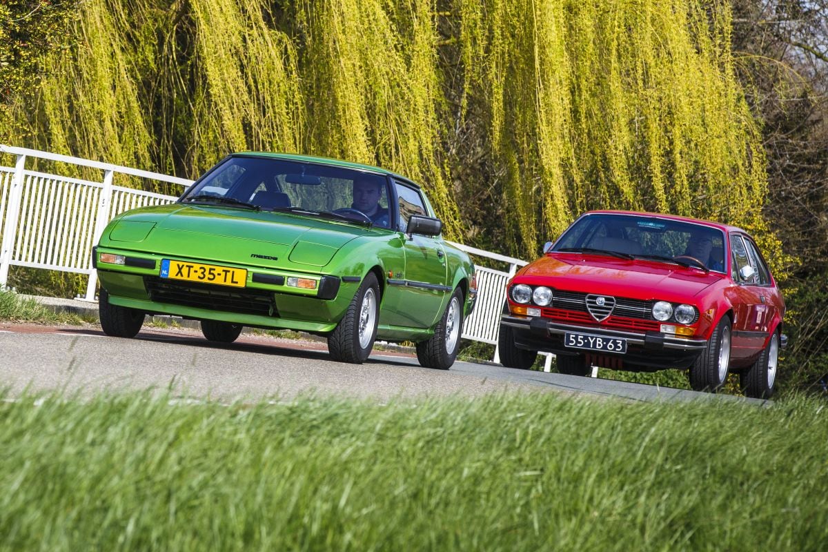 Mazda RX-7 vs. Alfa Romeo Alfetta GT klassiekers jaren 70