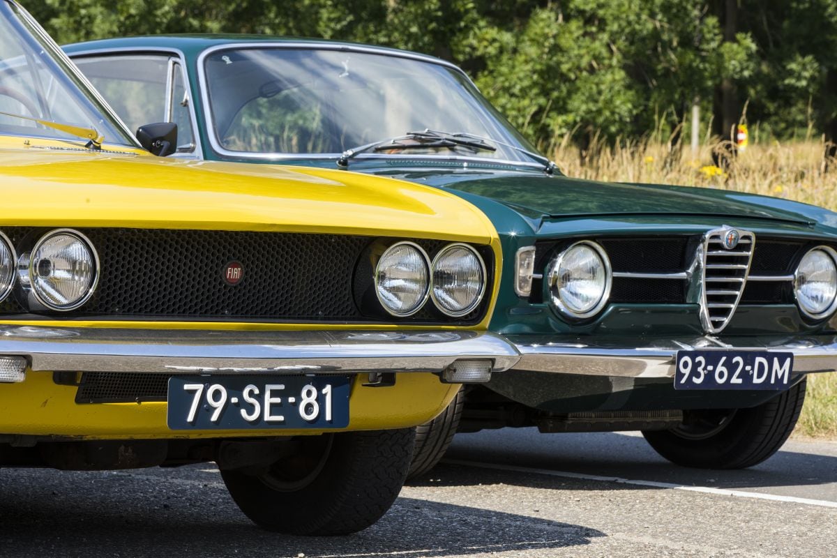 Alfa Romeo GT Junior en Fiat 124 Coupé Italiaanse klassieker