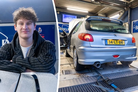 Noé (22) kocht als eerste auto meteen een hot hatch, deze Peugeot 206 GTI. Mooie score!