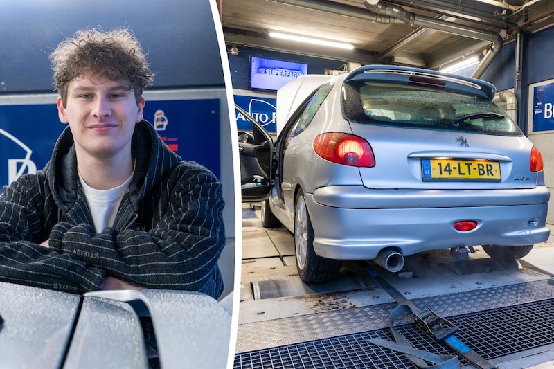 Noé (22) kocht als eerste auto meteen een hot hatch, deze Peugeot 206 GTI. Mooie score!