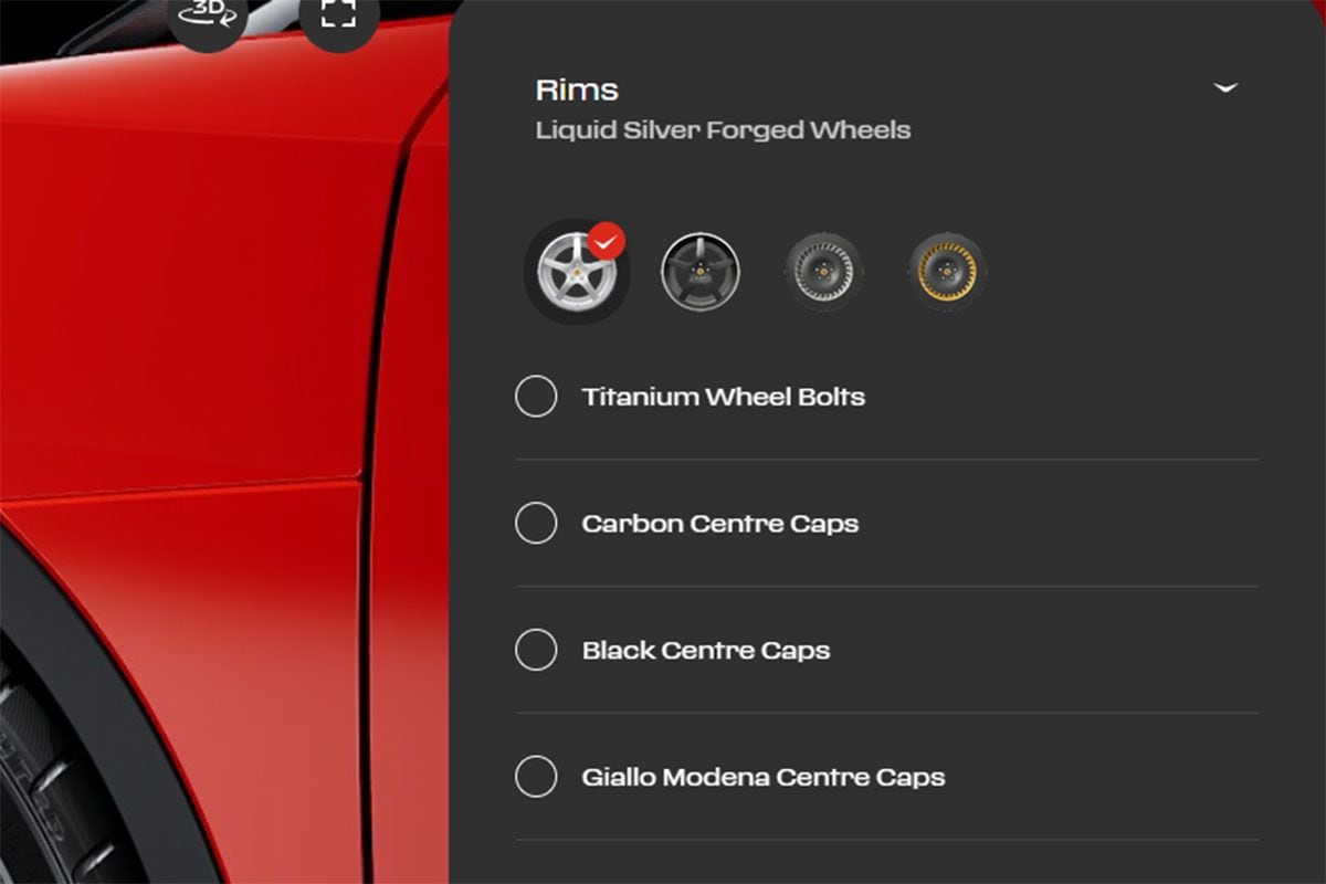 Ferrari Luce configurator