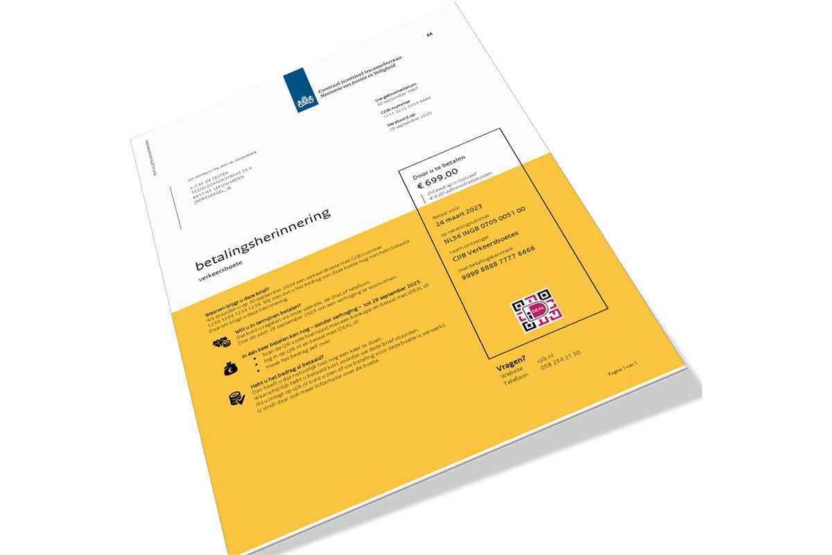 CJIB boete betalingsherinnering