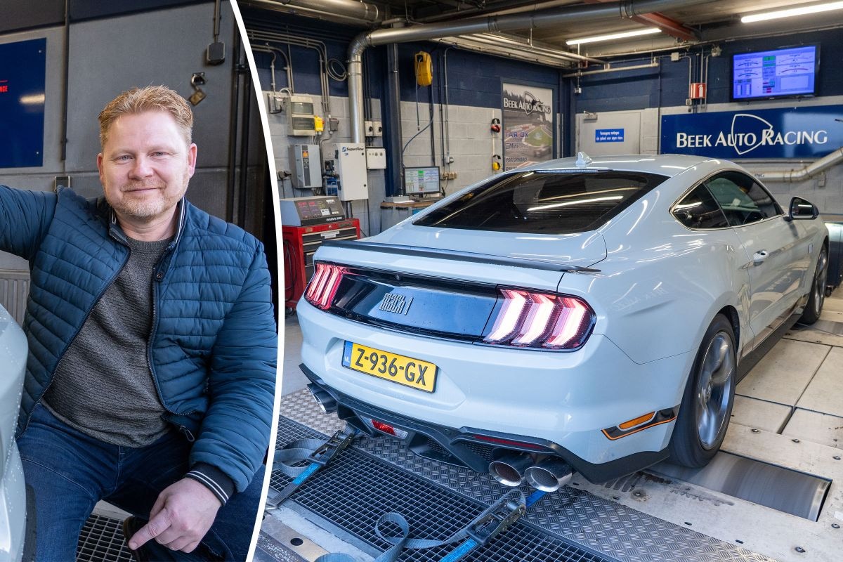 Ford Mustang Mach 1 op de rollenbank