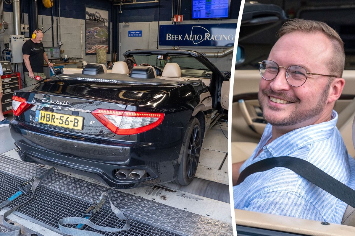 Maserati GranCabrio op de rollenbank